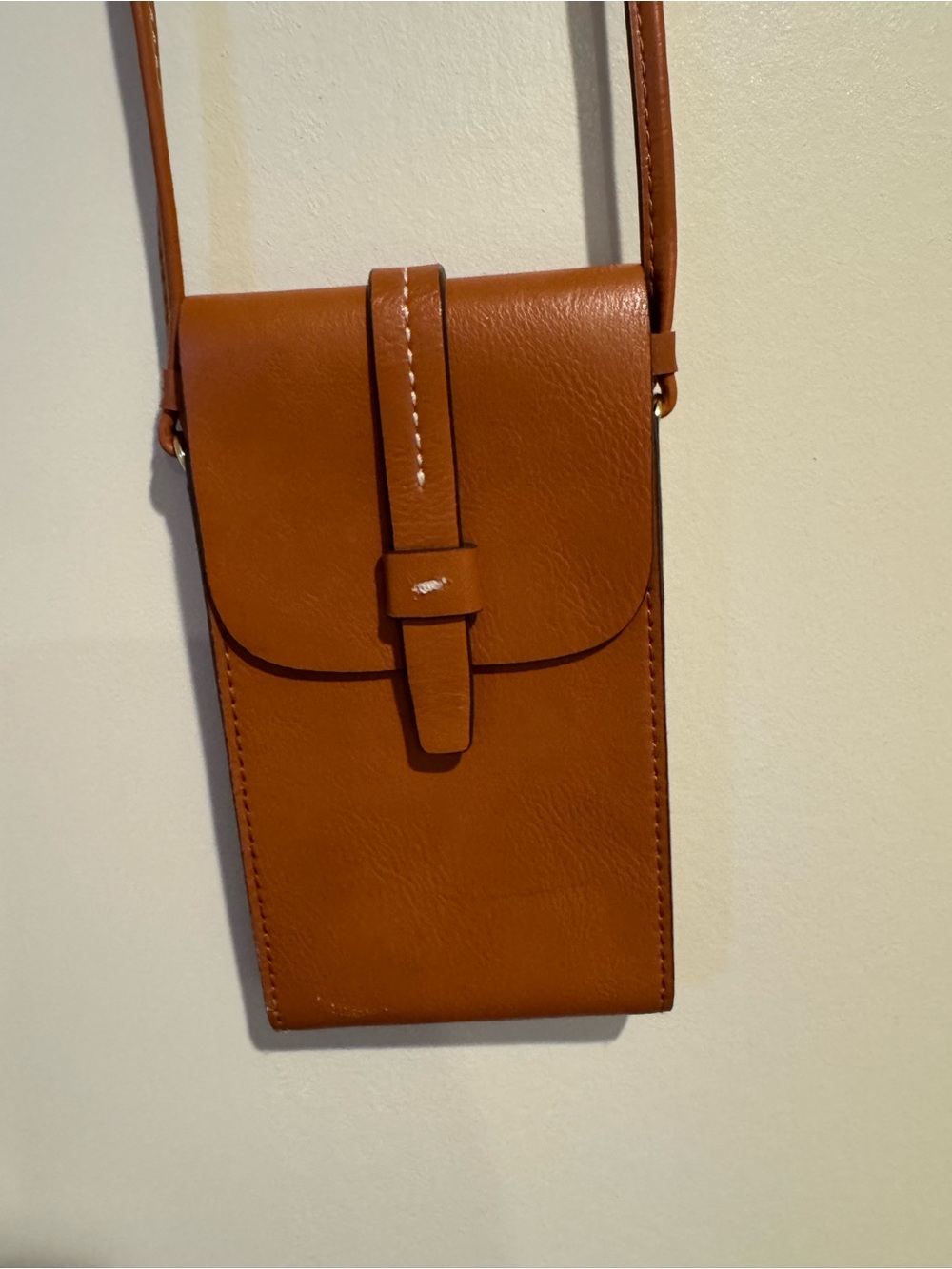 GAP Cognac Faux Leather Phone Crossbody Unisex Bag | NWOT